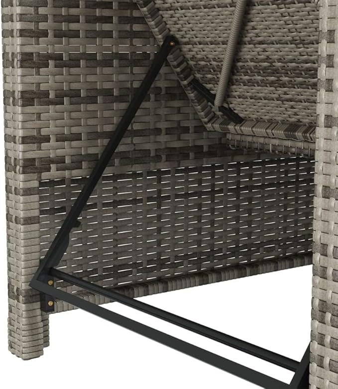vidaXL Patio Lounge Chair, Outdoor Chaise Lounge Chair with Backrest, Sunlounger with Cushion, Sunbed for Backyard, Farmhouse Style, Poly Rattan Gray