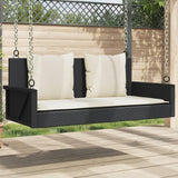 Black PE Rattan Swing Bench with Removable Cushions for Patio - Photo 1