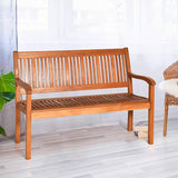 Outdoor Bench, Wooden Bench Outside Bench with Ergonomic Backrests & Curved Armrest - Photo 1