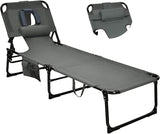 Goplus Tanning Chair, Folding Beach Lounge Chair with Face &Arm Hole, 5-Position Adjustable, Removable Pillow - Photo 1