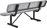 Global Industrial 6'L Heavy Duty Outdoor Steel Picnic Bench with Backrest, Perforated Metal, Portable Outdoor Bench - Photo 3