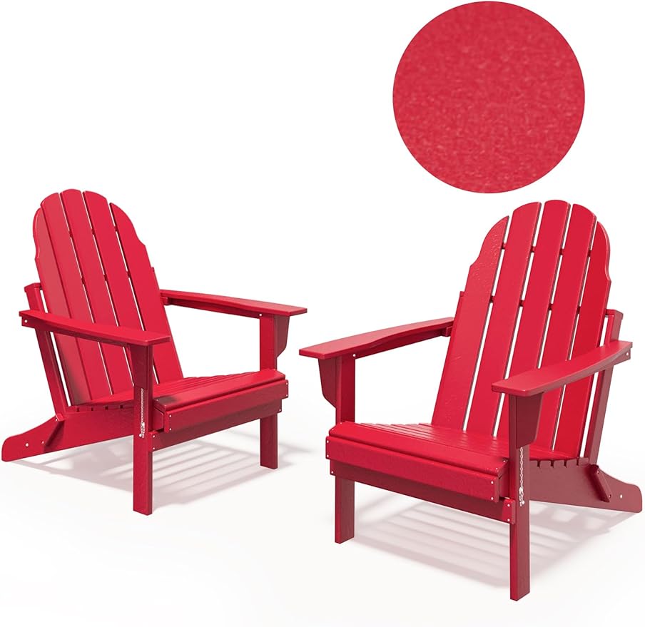 Folding Adirondack Chair - Durable HDPE Poly Lumber All-Weather Resistant - Photo 9