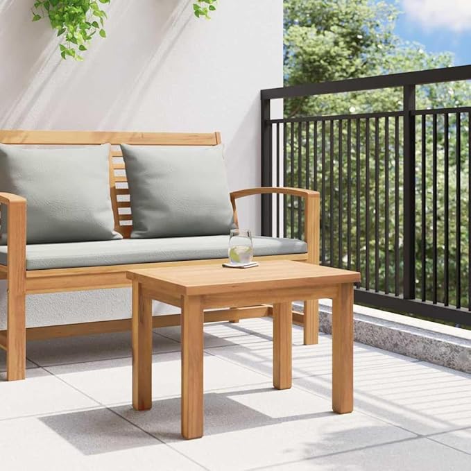 Brown Outdoor Coffee Table 19.69x13.78x14.17 in Solid Teak Small Patio Cocktail Table for Garden Balcony Porch Backyard - Photo 4