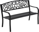 Outdoor Garden Bench Metal Furniture Chair Porch Chair for Yard & Park, Black - Photo 1