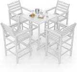 5-Piece Bar Height Patio Table and Chairs Set, HDPE Wood Grain Outdoor Bar Table and Chairs with Heart Cutout Design - Photo 8