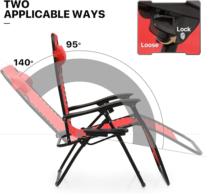 MoNiBloom Recliner Patio Lounge Chairs Set of 3, Adjustable Outdoor Beach Chairs w/Folding Table - Photo 6