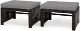 Tangkula 2 Pieces Patio Rattan Ottomans, All Weather Outdoor Footstool Footrest Seat with Soft Cushion, Hidden Zipper - Photo 1