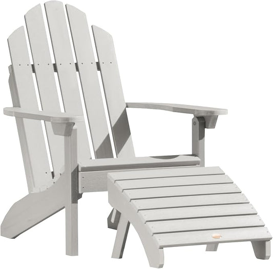 highwood Classic Westport Adirondack Chair with Ottoman, Harbor Gray