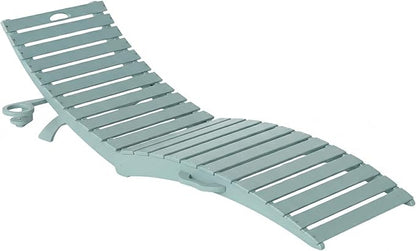 Pre-Assembled Folding in-Pool Lounge Chair, HDPE Outdoor Chaise Lounge with Cup Holder, Pool Lounge Chair for Poolside, Patio, Beach, Deck (Light Blue)