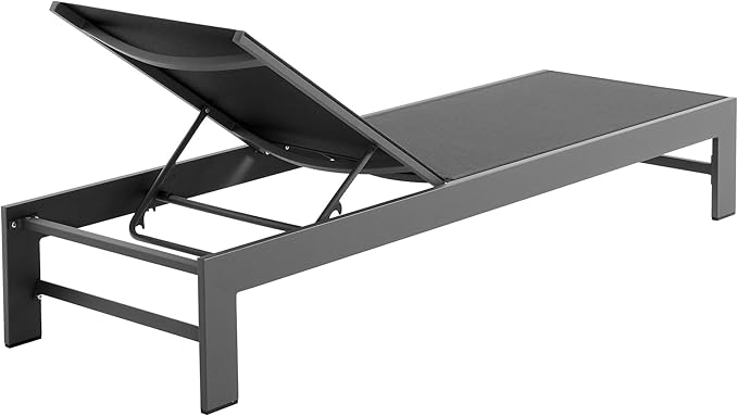 Modway Tahoe Outdoor Chaise with Sunbathing Textilence in Gray