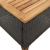 Square Garden Side Table, Compact Patio Coffee Table with Durable Poly Rattan and Acacia Wood Top - Photo 9