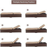 Patiorama Outdoor Patio Lounge Chair, Elegant Reclining Adjustable Pool Rattan Chaise Chair with Beige Cushion - Photo 6