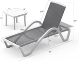 Domi Patio Chaise Lounge Chair Set of 3, Outdoor Aluminum Polypropylene Sunbathing Chair with Adjustable Backrest, Arm - Photo 2