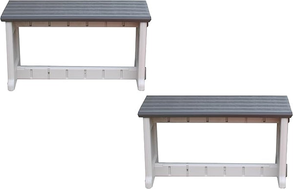 Bench, Deep Grey Top with Warm Grey Sides, 2 Pack - Proudly Made in The USA, Click and Lock Hardware-Free Assembly, Durable and Stylish Outdoor Seating
