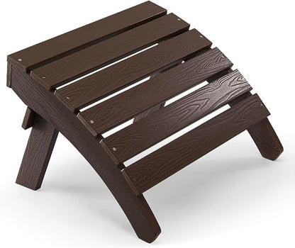 Adirondack Ottoman, Plastic Folding Adirondack Footstool, All Weather Ottoman for Adirondack Chairs, Widely Used for Outdoor, Porch, Patio, Garden, Poolside, Fire Pits - Brown