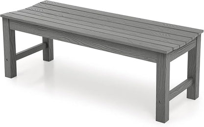 Stoog Outdoor Bench, 2-Person Outdoor Poly Lumber Backless Bench, Weatherproof Garden Bench, Never Rot or Fade, Suit for Church, Backyard, Porch and Park, Grey