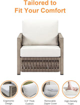 Patio Sofa Chair, Never Rusts Aluminum Outdoor Armchair with Washable Cushions - Photo 7