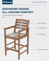 Patio Bar Table, Adirondack Chairs and Table 2 Pieces Set, Bar Height Chairs Set of 2, Outdoor Bar Stools Set - Photo 5