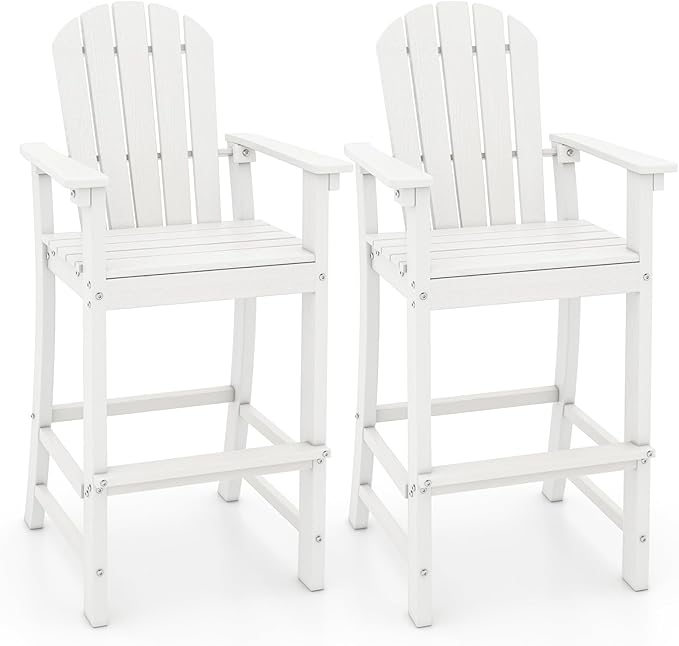 Tangkula Outdoor Tall Adirondack Chair 30 Inches Seat Height, HDPE Bar Height Patio Chair with High Backrest - Photo 9