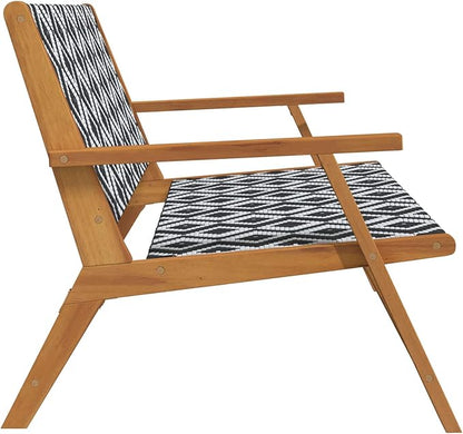 Outdoor Garden Bench 2-Seater Patio Loveseat, Solid Acacia Wood Modern Backyard Furniture, Weather-Resistant Seating for Porch, Deck, or Balcony, 48-Inch