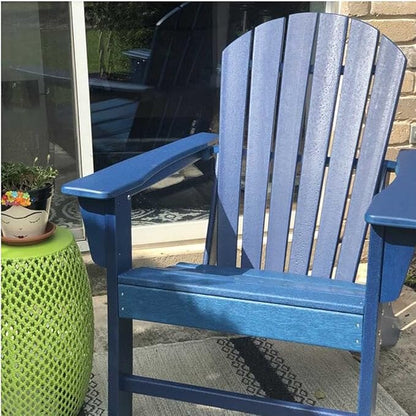 Farmhouse Adirondack Chair Wood Texture, Poly Lumber Patio Chairs, Pre-Assembled Weather Resistant Outdoor Chairs for Pool, Deck, Backyard, Garden, Fire Pit Seating, Navy