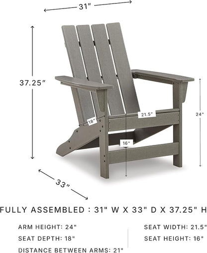 Signature Design by Ashley Visola Outdoor Patio HDPE Weather Resistant Adirondack Chair, Gray