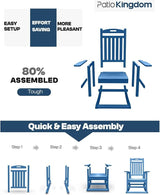 Classic Outdoor Rocking Chair Set of 1, HDPE Patio Rocking Chairs with Slat Back & Wide Armrests - Photo 4