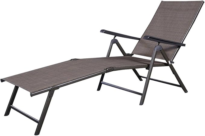 Giantex Set of 2 Chaise Lounge Chair with 5 Adjustable Reclining Positions, Patio Folding Recliner for Yard, Pool - Photo 9