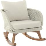 Outdoor Wooden Rocking Chair, Patio Rocking Chair with Soft Cushions & Wood Leg - Photo 4