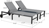 PURPLE LEAF Outdoor Double Chaise Lounge Modern Aluminum Lounge Chairs with Independently Adjustable Backrest Tanning - Photo 9