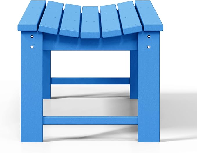 WestinTrends Malibu Outdoor Bench, All Weather Resistant Poly Lumber Backless Patio Garden Bench, Adirondack Curved Bench Seat for Comfort, Pacific Blue