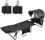 Oversized Extra Wide Tanning Chair with Sun Canopy Face Hole Padded Adjustable Washable - Photo 1