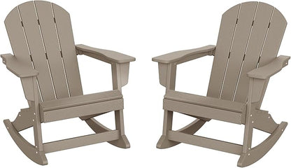 WO WESTIN OUTDOOR HDPE Laguna Outdoor Rocking Poly Adirondack Chair (Set of 2), Weathered Wood