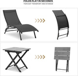 MoNiBloom Outdoor Chaise Lounge Set of 3, Black Aluminum Frame Adjustable Lounge Chairs with Folding Side Table - Photo 9