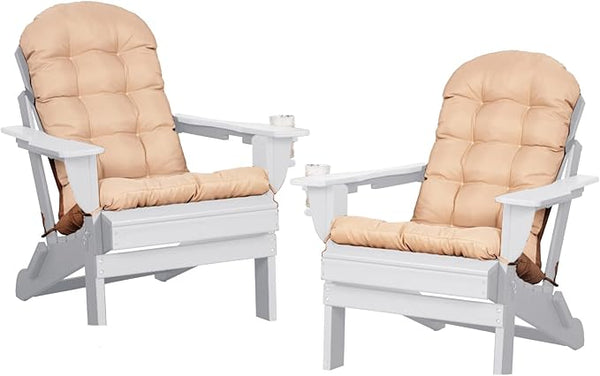 Adirondack Chairs Set of 2 with Cushions & Cup Holders, HDPE Weather Resistant Folding Adirondack Chair for Adults - Photo 1
