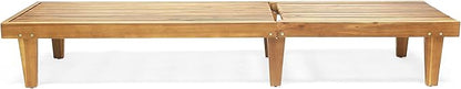 Christopher Knight Home Nadine Set of 2 Outdoor Patio Wood Adjustable Chaise Lounges, Acacia Wood Poolside Sun Lounger Set, Wooden Lounge Chair Outdoor, Teak