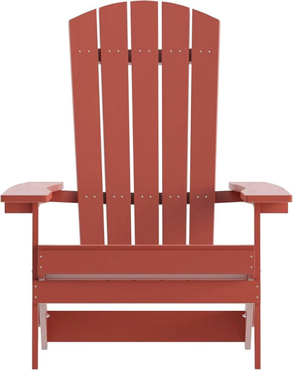 Flash Furniture Charlestown Folding Adirondack Chair - Red - Poly Resin - Indoor/Outdoor - Weather Resistant - Set of 4