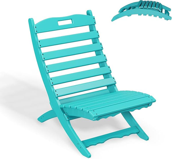 GREENVINES Folding-Xavier-Chair | Wave | Portable Adirondack-Chairs | HDPE Plastic | All Weather Fire-Pit Chair | Aqua - Photo 1