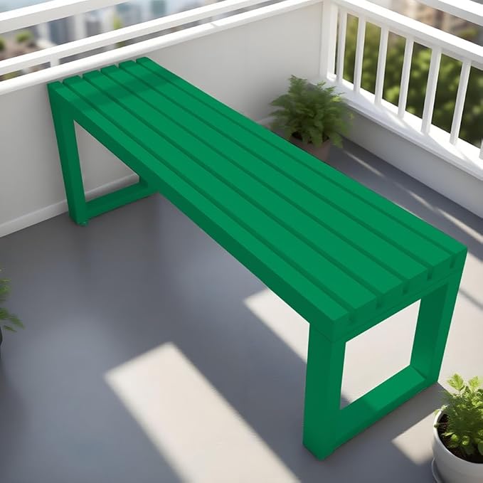 Metal Garden Bench Outdoor Seat 2-Person Patio Benches Park Bench Backless Chair Front Porch Seat 3.3ft 3.9ft 4.9ft 5.9ft Weatherproof Chair for Yard Porch Lawn(Green,3.3ft)