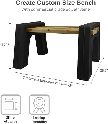 RTS Home Accents Custom Length Lightweight Indoor or Outdoor Backless Bench Ends, Black Color (Wood & Screws Sold Separately)