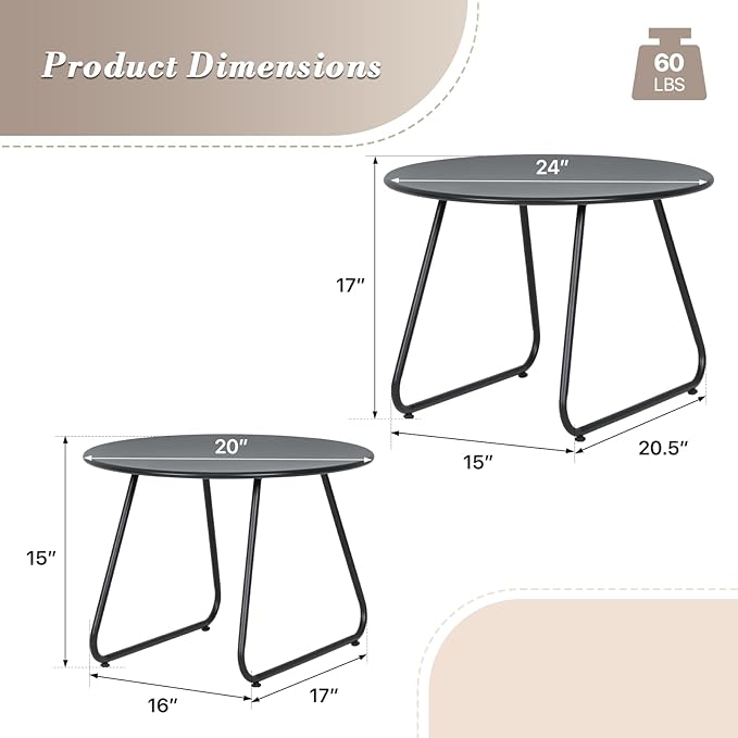Athena Collection Small Round Outdoor Side Table Set of 2 - Photo 3