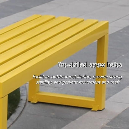 Outdoor Bench Without Backrest, Metal Garden Bench with Reserved Fixing Holes, Patio Bench Weatherproof, Bench for Garden, Porch or Park(Pink,150cm/59.1in)