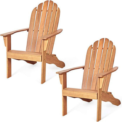 RELAX4LIFE Adirondack Chairs Set of 2, Acacia Wood Adirondack Lounge Chair, Weather Resistant Outdoor Chair for Patio Garden Porch Deck, 350 LBS Weight Capacity, Wooden Fire Pit Chairs (2, Natural)