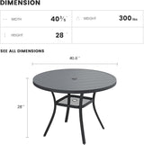 Patio Dining Table for 4, Round Metal Outdoor Table with Storage Shelf, 1.57" Umbrella Hole - Photo 3