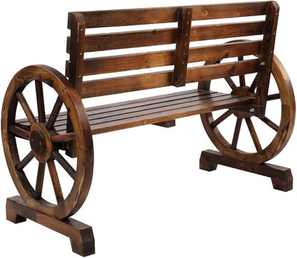 41in Outdoor Wooden Porch Benches,Weatherproof Patio Park Bench,Outside Leisure Bench,Outdoor Garden Park Bench,with Slatted Seat and Backrest,for Lawn, Deck, Path, Backyard, Entryway (Brown)