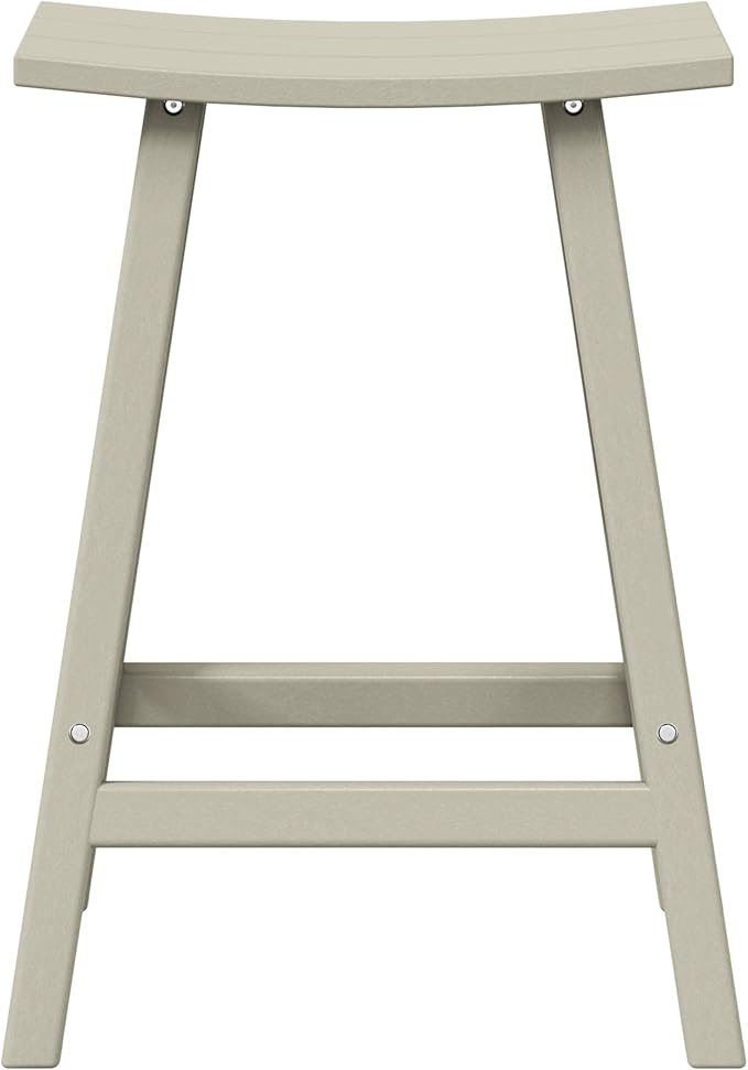 WestinTrends Malibu 24 Inch Outdoor Bar Stools, All Weather Resistant Poly Lumber Adirondack Counter Height Stools, Sand