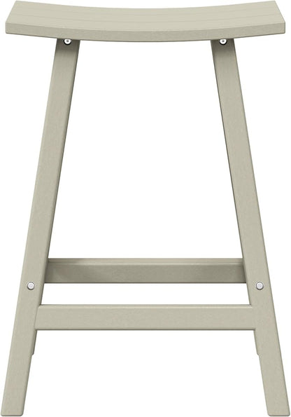 WestinTrends Malibu 24 Inch Outdoor Bar Stools, All Weather Resistant Poly Lumber Adirondack Counter Height Stools, Sand