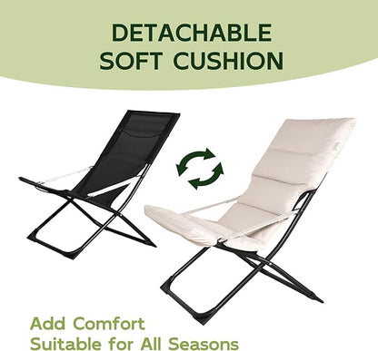Abba Patio Outdoor Chaise Lounge Chair,Reclining Folding Patio Camping Chair with Separate Footrest,Adjustable Chaise Lounges for Outside,Poolside Beach Lawn Indoor,Beige