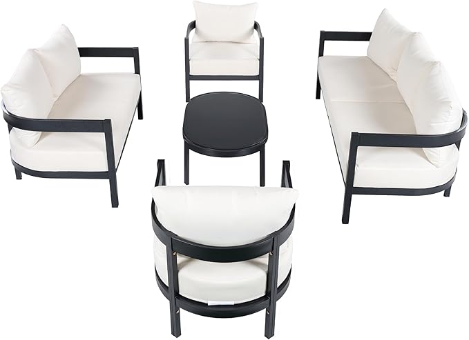 Merax 5 Piece Outdoor Curved Aluminum Patio Furniture Set - Photo 3