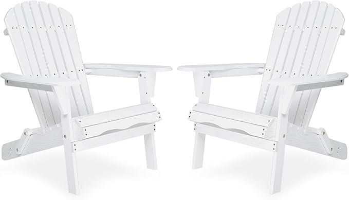 Wooden Folding Adirondack Chair Set of 2, Wood Lounge Patio Chair for Garden Outdoor - Photo 3